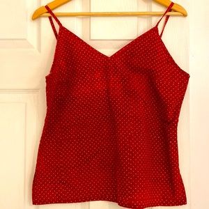 Fabindia red linen tank